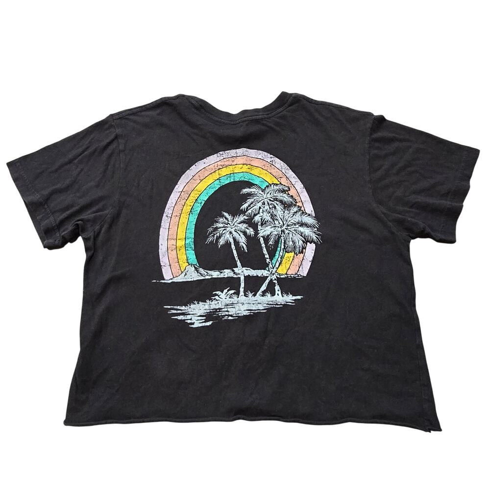 Rebellious One Rainbow Palm Paradise Life Crop Top T Shirt